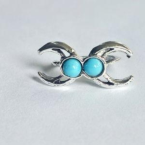 DOUBLE LUCKY TURQUISE NAVAJO  BOHO SIZE 6 NEW SILVER  RING